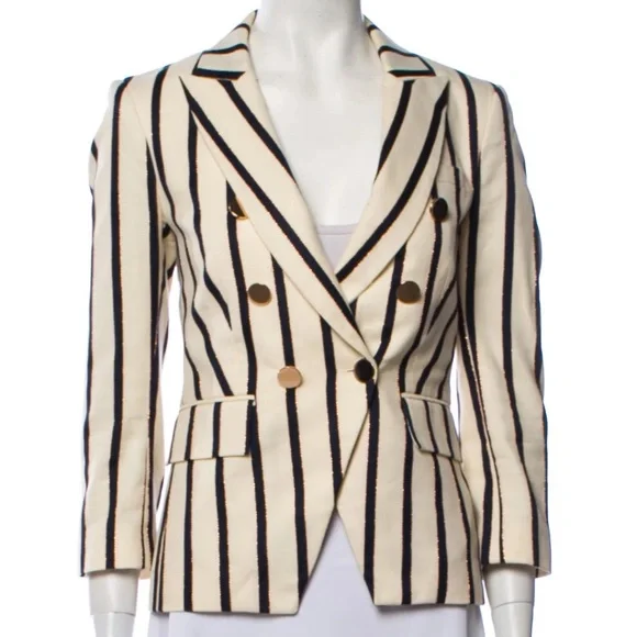 NEW VERONICA BEARD Empire Striped Double Breasted Style One-Button Dickey Jacket - Picture 10 of 10